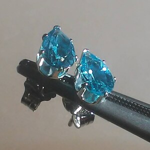 Blue Topaz Stud Earrings Sterling Silver