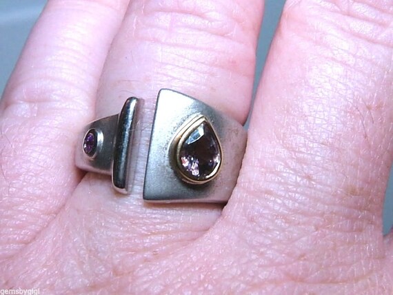 Spinel Ruby Split Band Ring Sterling Silver 18kt - image 1