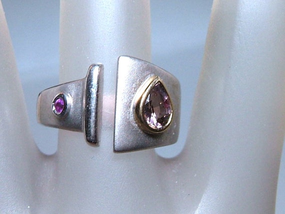 Spinel Ruby Split Band Ring Sterling Silver 18kt - image 2