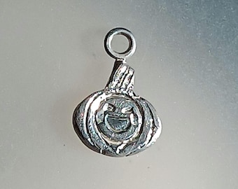 Pumpkin Halloween Charm Laughing Jack-o'-lantern Pendant Fine Silver