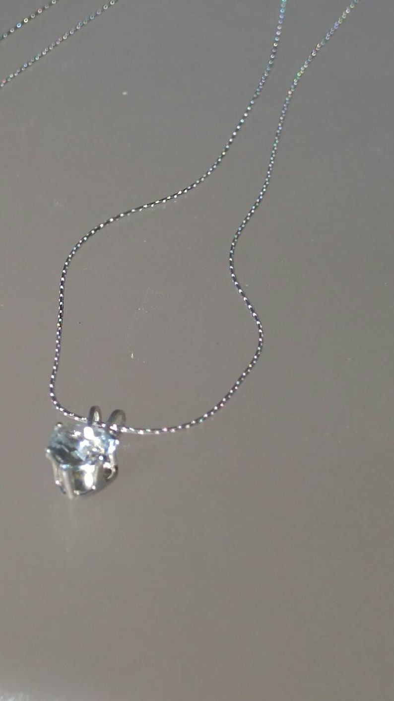 Heart Aquamarine Pendant Solitaire 0.60ct with Chain Necklace Sterling Silver