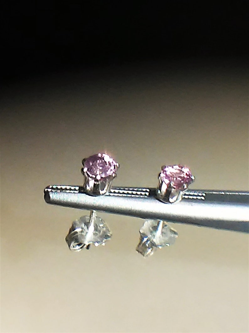 Pink Sapphire Stud Earrings Sterling Silver
