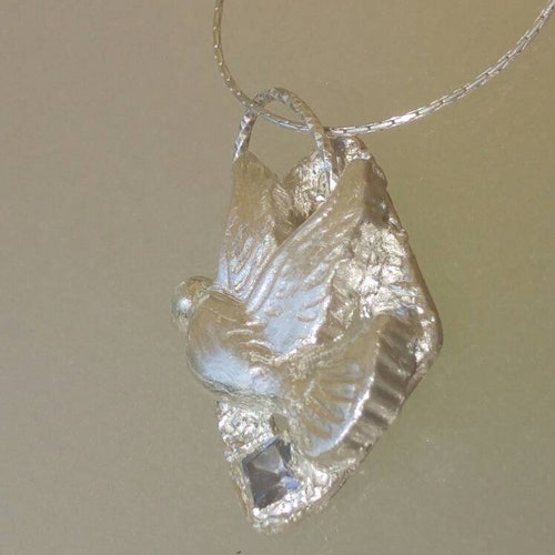 Dove Pendant Princess shops Cut Sapphire Animal Necklace Sterling Silver Chain
