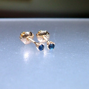 Small Sapphire Emerald or Ruby Screwback Stud Earrings 14kt Yellow or White Gold