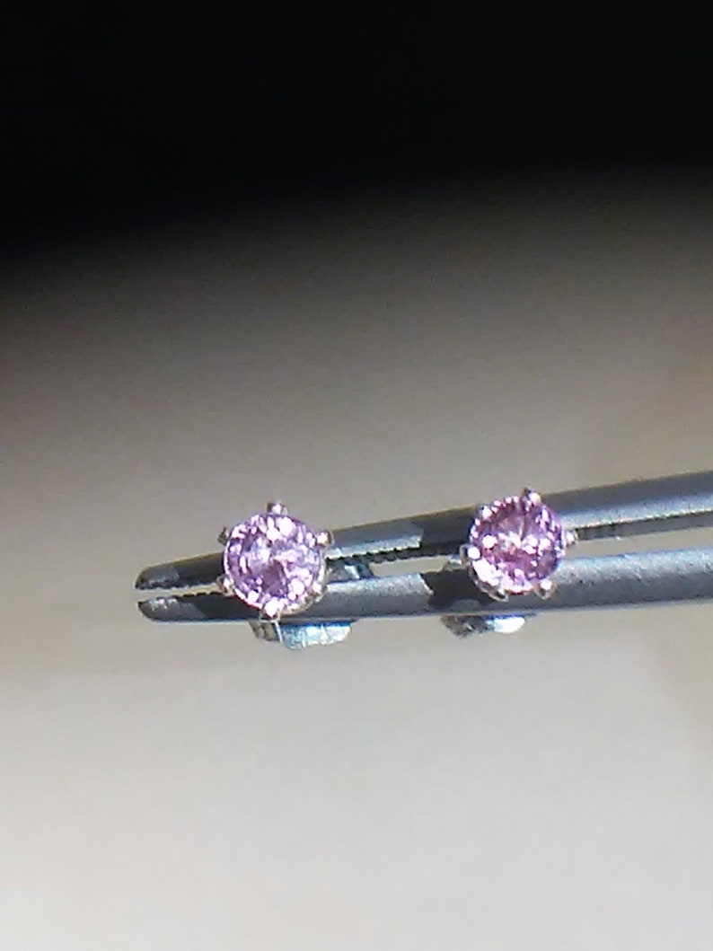 Pink Sapphire Stud Earrings Sterling Silver