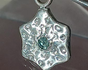 Aquamarine Snowflake Pendant Pale Blue Fine Silver March Birthstone