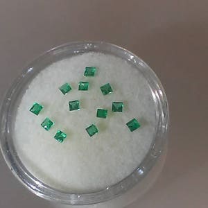 Square Colombian Emerald Gem Lot 0.40ct 1.5 - 1.8mm 12 gems