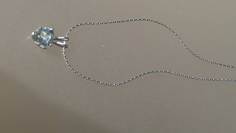 Heart Aquamarine Pendant Solitaire 0.60ct with Chain Necklace Sterling Silver