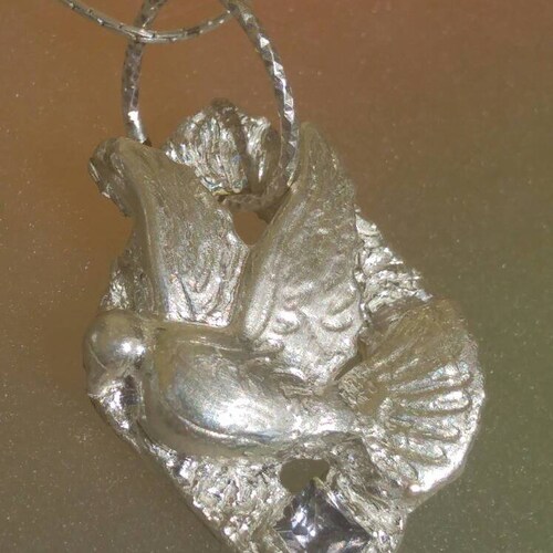 Dove Pendant Princess shops Cut Sapphire Animal Necklace Sterling Silver Chain