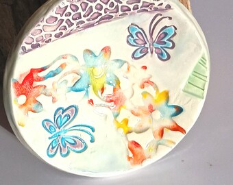 Handmade Ceramic Butterfly Trinket Dish: Jewelry Holder Tray Organizer