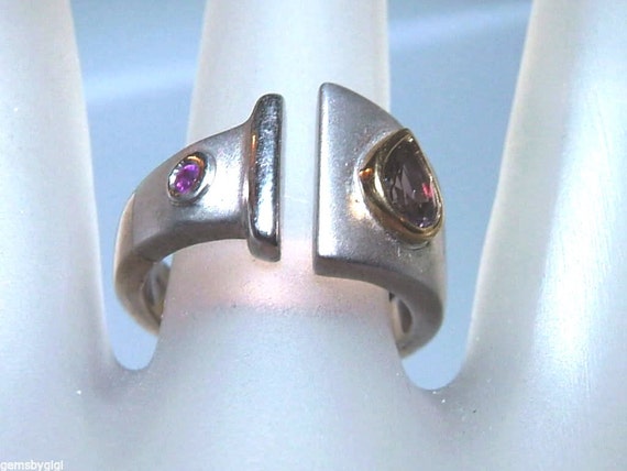Spinel Ruby Split Band Ring Sterling Silver 18kt - image 3