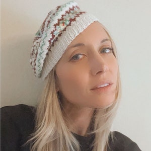 Vintage Style Fair Isle Knit Multi Color Beret