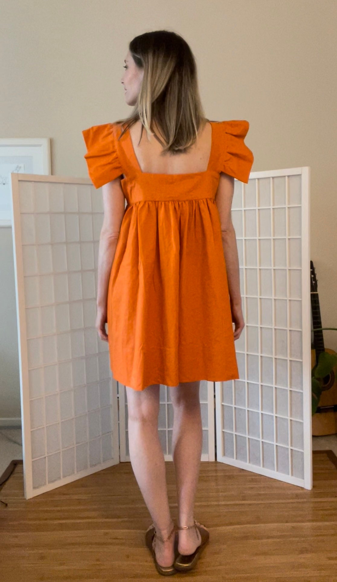 Orange Empire Waist Dress & Cape Set