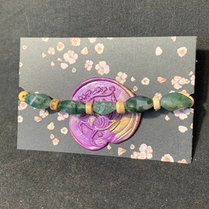 Wood and Moss Agate stretch bracelet