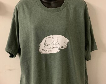 Cat Skull T Shirt (Choose Color and Size)