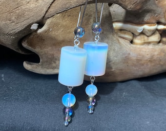 Gauge-friendly ear hangers Opalite Glass earrings