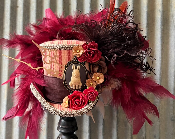 Mini Top Hat, Rabbit Mini Top Hat, Brown Rabbit Mini Hat, Wonderland ...