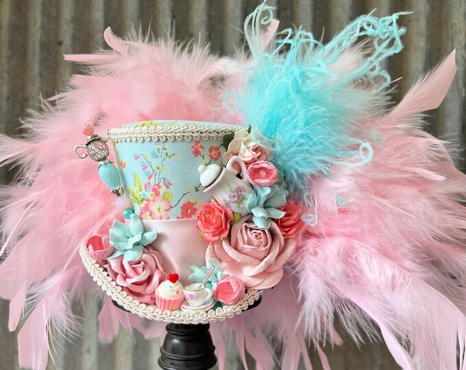 Mini Top Hat Tea Hat Blue and White Tea Cup Hat Alice in Etsy