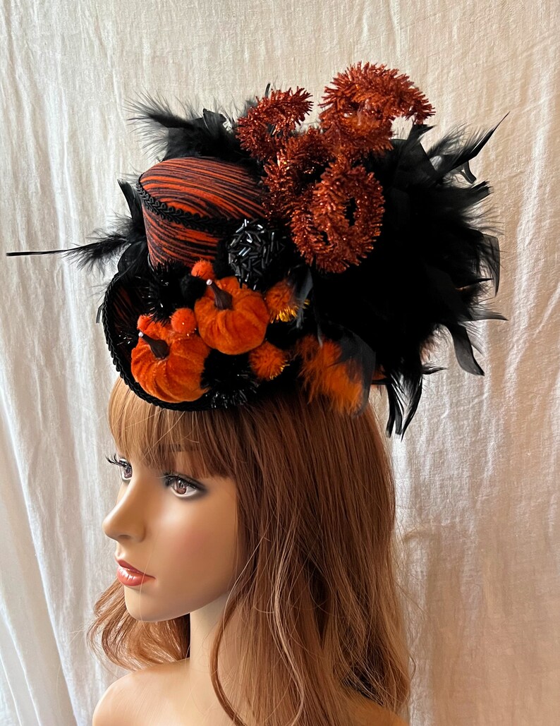 Mini Top Hat, Fall Mini Top Hat, Thanksgiving Hat, Black and Orange ...