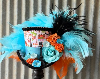 Mini Top hat, Paris Mini Top Hat, tea Party Hat, Mad Hatter Hat, Alice tea party, Kentucky derby hat, eiffel tower hat, small mini