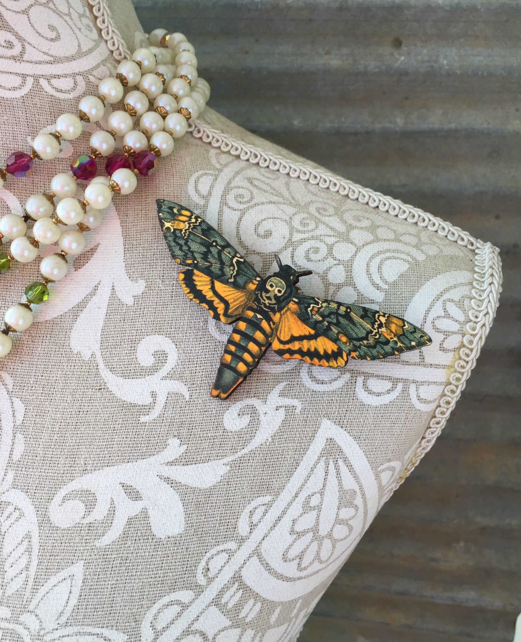 Moth Beaded Brooch Pin Moth Embroidered Brooch Butterfly Bea - Inspire  Uplift