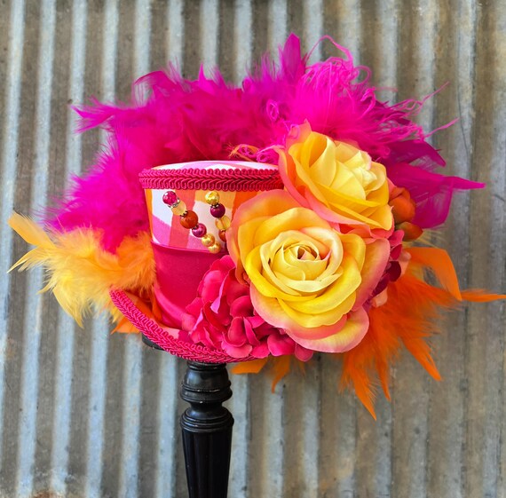 Vibrant Orange Rose Derby Fascinator Aimee Fuller Orange Fascinator Pink Rose Kentucky Derby Hat  main image 2