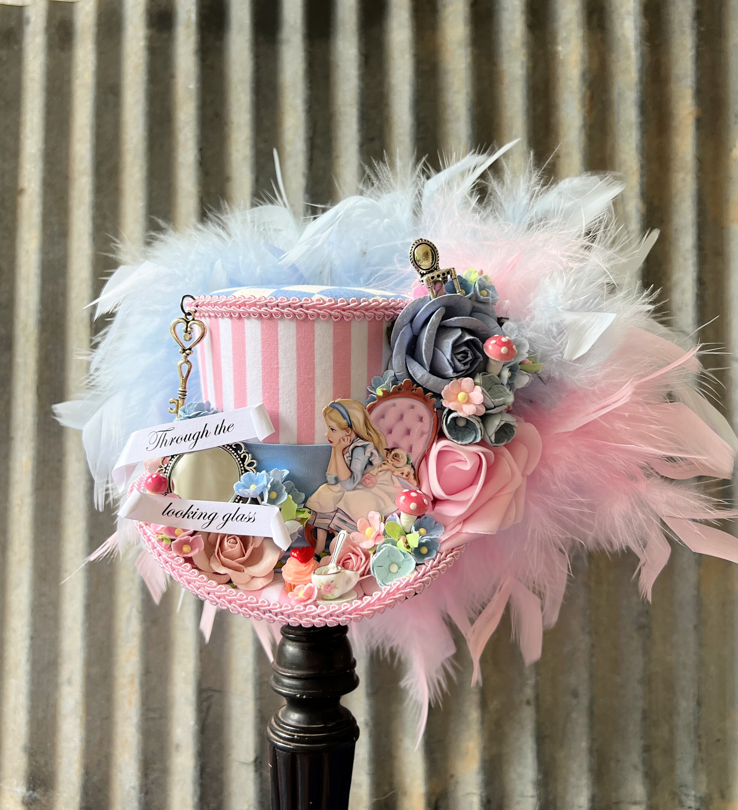 Mini Top HatAlice Tea Hat Mad Hatter Hat Mad Tea Party Through the looking glass Wonderland Medium Mini Diorama Alice hat