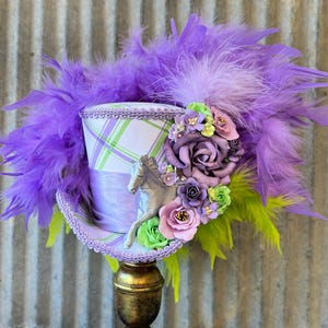 Lime Green and Purple Fascinator - Etsy display picture 2