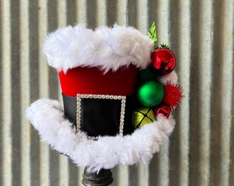 Mini Top hat, Santa Mini Top Hat, Mini Top Hat, Christmas Mini Top Hat, Alice in Wonderland, Winter Tea Party Hat, medium mini, Santa hat