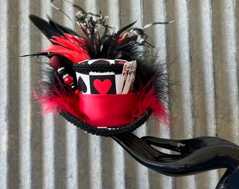 Micro Mini Hat, Card mini hat Hat, Los Vegas poker Hat,Mad hatter Hat, Queen of hearts hat, Mad Tea Party, Alice in Wonderland, mad hatter