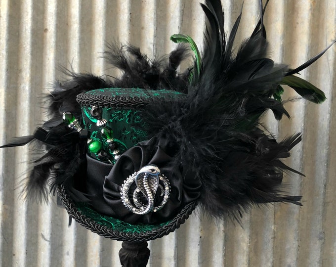 Steampunk Mini Top Hat Snake Hat Green Cobra Mini Hat Etsy