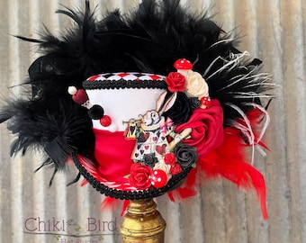 White Rabbit Mini Top Hat, White Rabbit Costume Fascinator, Alice