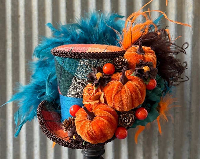 September Fall Hat Mini Top Hat, Fall Mini Top Hat, Thanksgiving Hat, Pumpkin Spice Mini ...