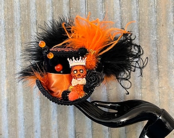 Micro Mini Top hat, Halloween Skeleton Mini Top hat, Skull top hat, Halloween hat, Halloween tea hat, Mad hatter hat