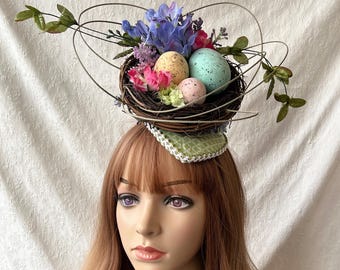 Kentucky Derby Fascinator, Bird Nest Fascinator, Easter Hat, Tear drop Fascinator, Spring Nest Fascinator, Roayl Ascot, Derby hat
