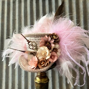 Mini Derby Fascinator Hat Handmade Retro High Tea Party Top Hair Clip Veil Zinniday Mini Tea Party Hat - 2026 Kentucky White  main image 3