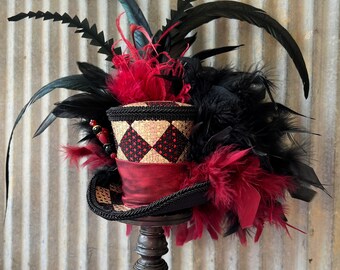 Mini top hat, Glam Queen hat, Alice in Wonderland Hat, Mad Hatter Hat. Tea Party Hat, Vegas hat, medium