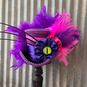 Mini Top Hat, Onederland hat, Cheshire Cat Mini Top Hat, Cat Top Hat, Purple and Hot Pink Hat,Tea Party Hat, mad hatter hat, medium