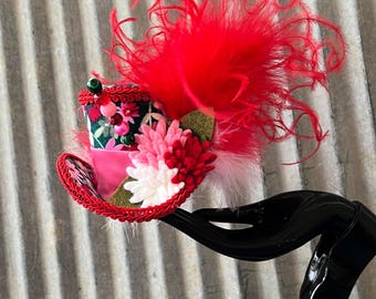 Mini Top Hat, Red Flower Kentucky Derby Hat, Red Geranium  display picture 3