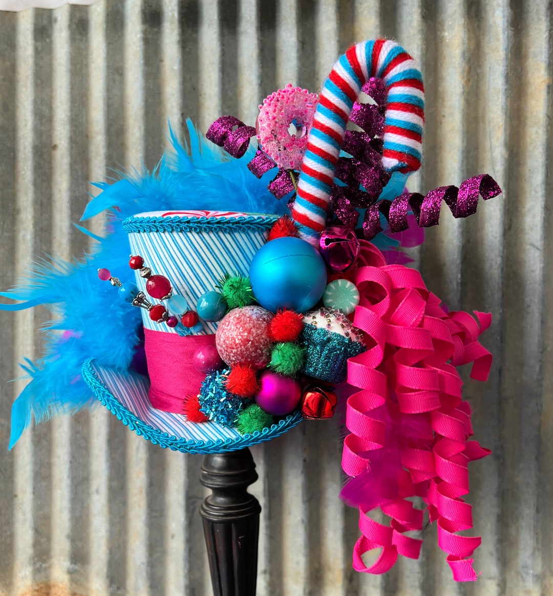 Mini Top Hat, Christmas Hat, Christmas Candy Hat Mini Top Hat, Holiday