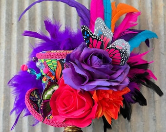 Mini Top Hat, Rainbow Mini Top Hat, Rainbow Hat, Rainbow Pride hat, Pride Parade HAt, Mad hatter hat, Alice in Wonderland Hat,medium
