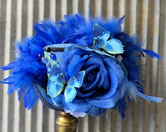 Kentucky Derby Mini Zylinder, Mini Zylinder, Royal Blue Rose Mini Zylinder, Rose Blume Mini Zylinder, Alice im Wunderland, medium mini