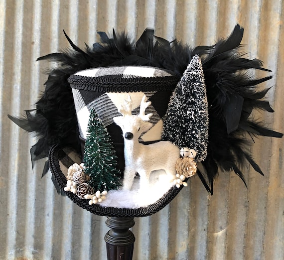 Christmas Mini Top Hat Black and White 