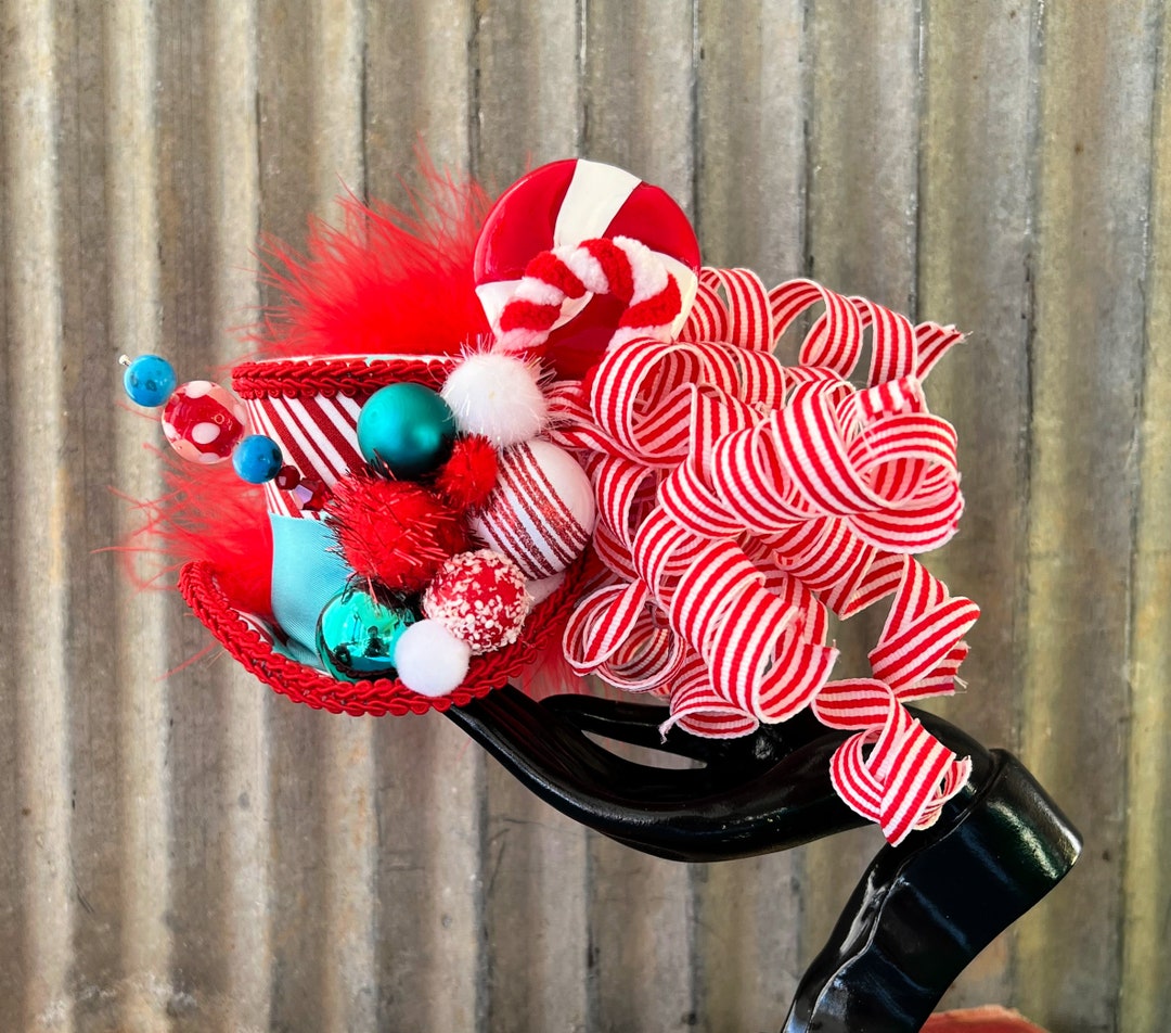 Micro Mini Top Hat Christmas Mini Top Hat Candy Cane Hat Etsy