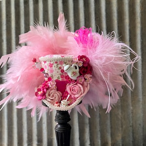 Mini Top Hat, Tea Hat, Hot pink Tea Cup Hat, Alice in Wonderland Hat, Mad Hatter Hat, Tea Hat, Mad Hatter Tea Party, small Tea Hat