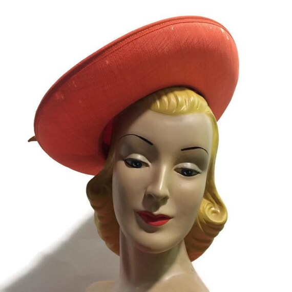 1940s Hat , original 1940s Orange hat 40s halo