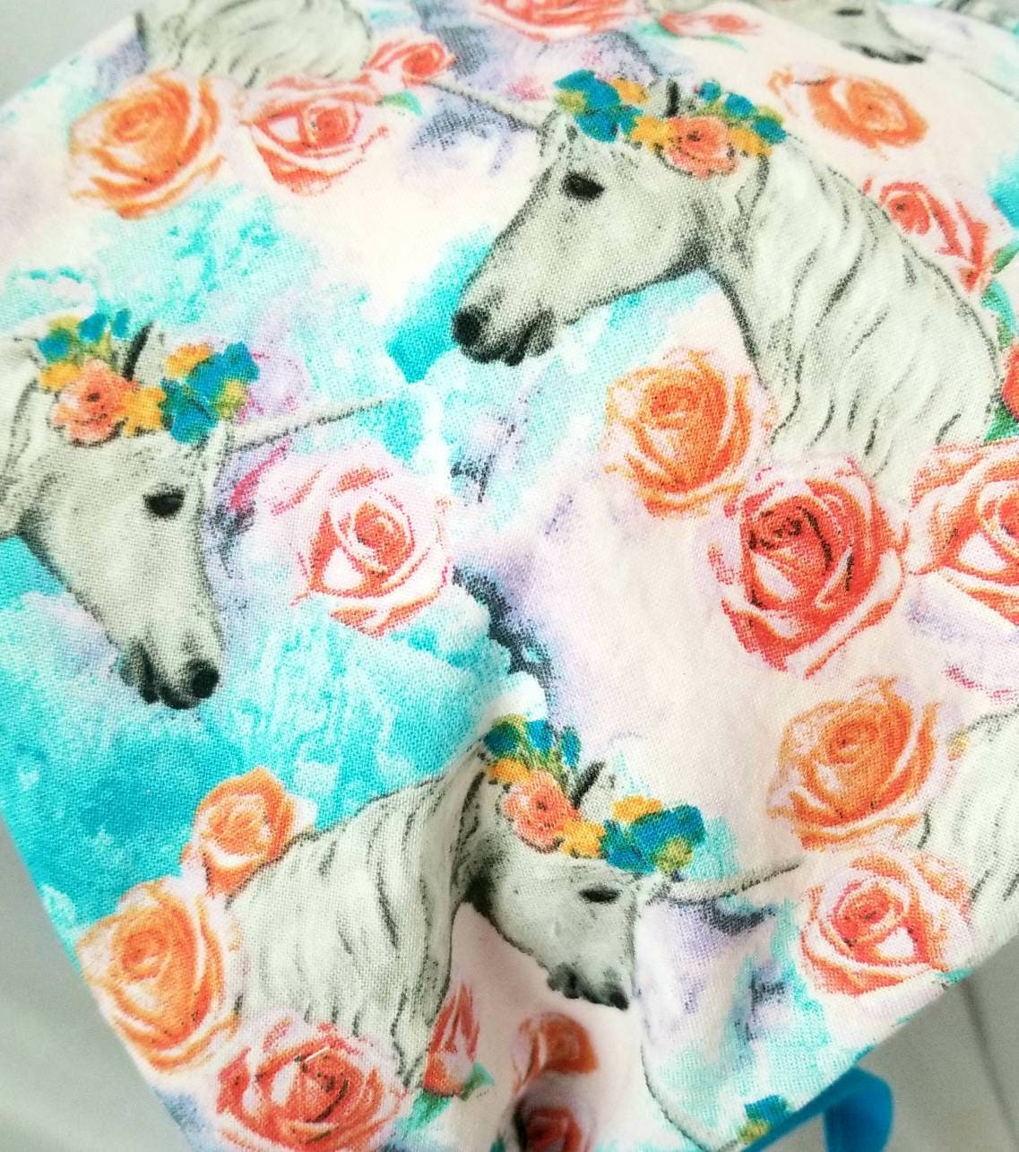Unicorn Scrub Cap for Women. Unicorns and Roses With Etsy Israel