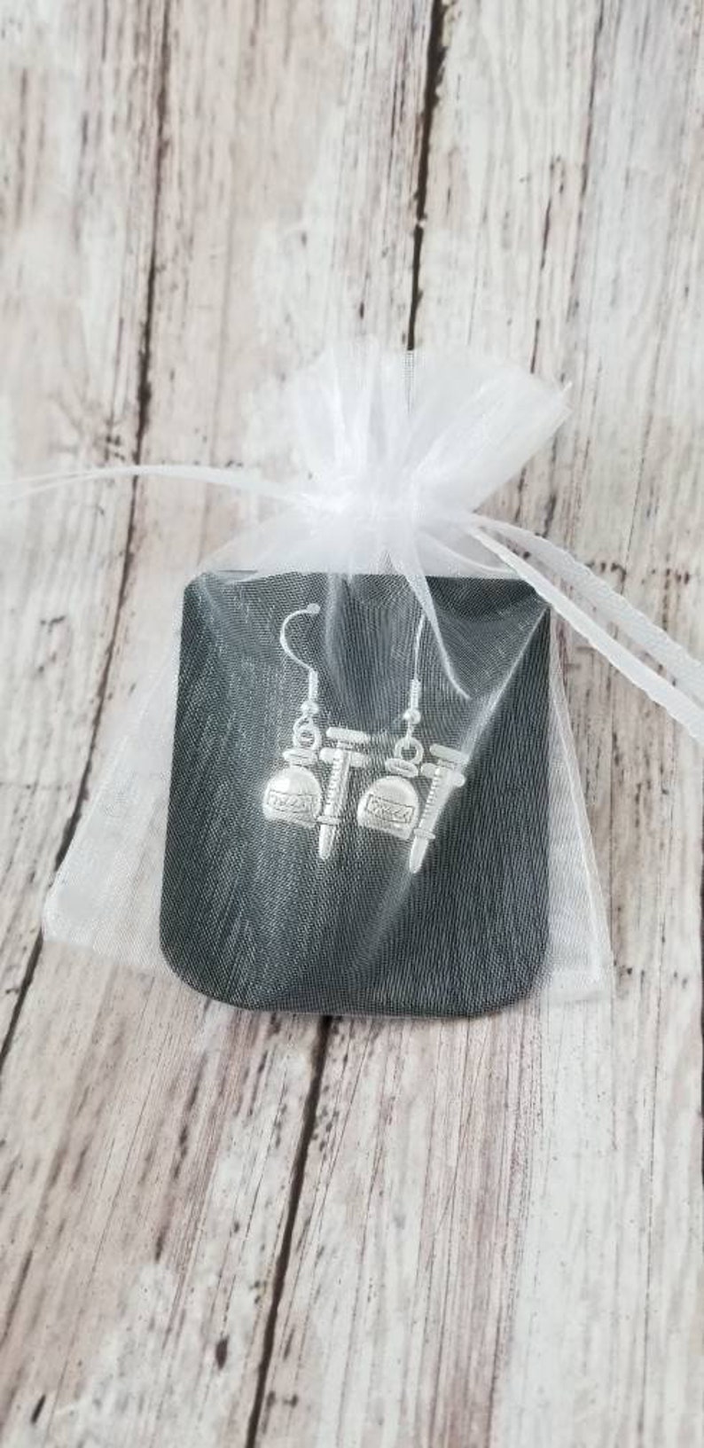 French Horn Charm Earrings on Hypoallergenic Silver Plate Mounts