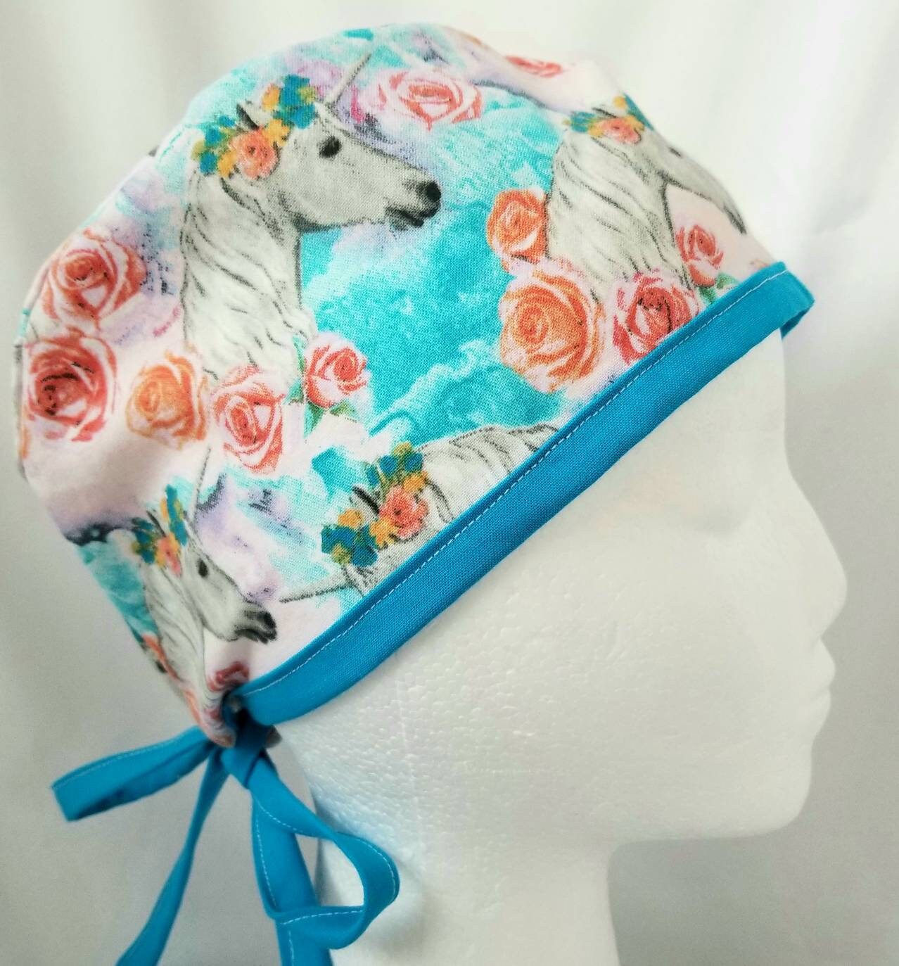 Unicorn Scrub Cap for Women. Unicorns and Roses With Etsy Israel