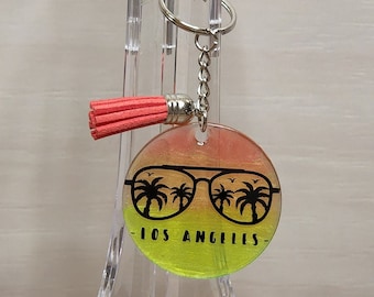 Los Angeles Aviator Sunglasses Keychain Bag Charm with Tassel
